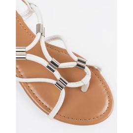 Sandali bianchi di flip -flop con decorazioni bianco 1