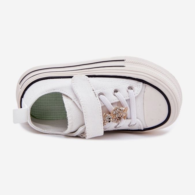 Sneaker per ragazze con un orsacchiotto d'oro bianca 2