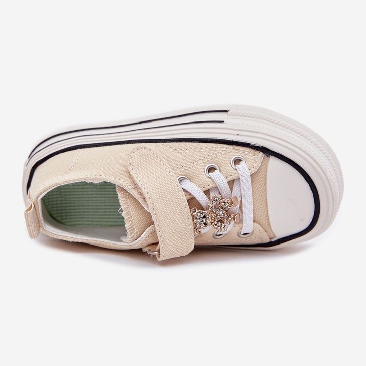 Girls 'Sneakers con un orso beige a spillo dorato 2