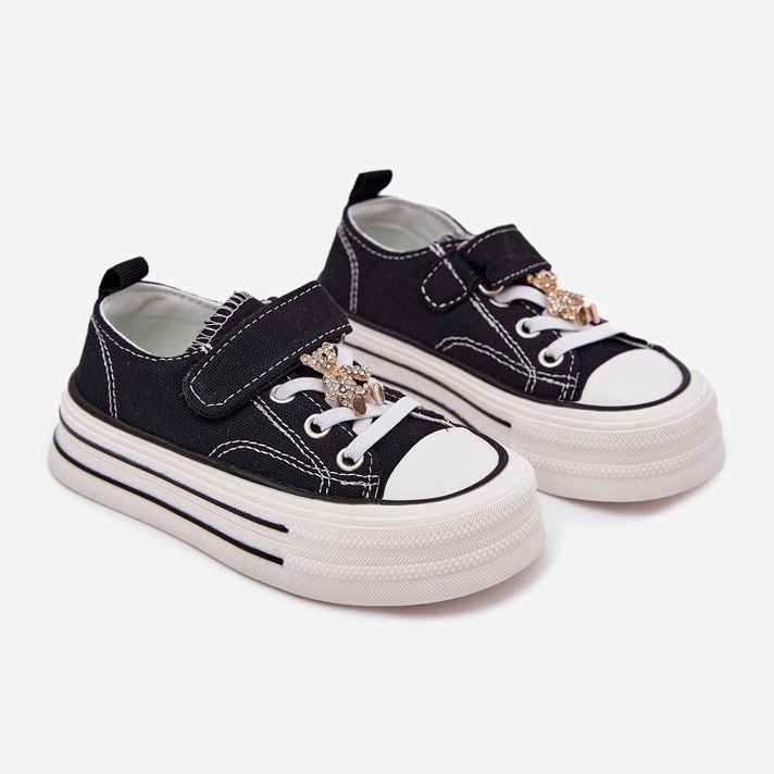 Girls 'Sneaker con una spilla dorata nero 1
