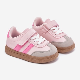 Sneaker sneaker scarpe sportive in velcro rosa 1