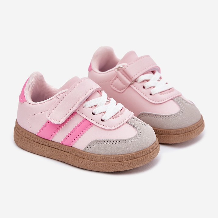 Sneaker sneaker scarpe sportive in velcro rosa 1