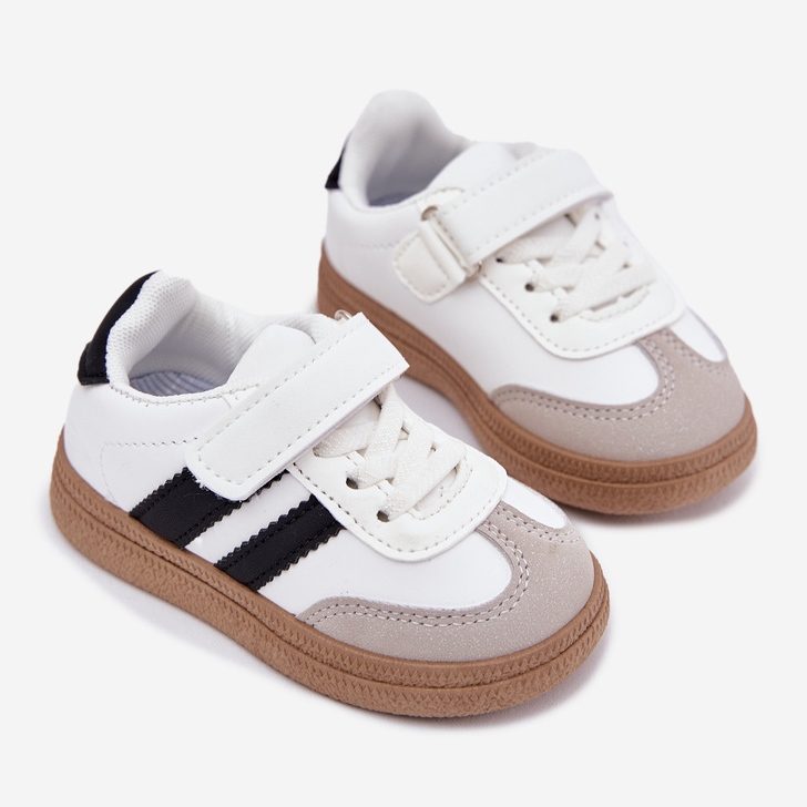 Scarpe da ginnastica sneaker sneaker con velcro bianco bianca 1