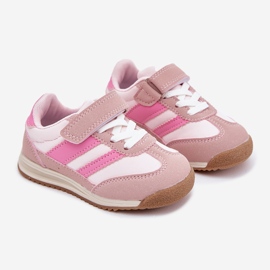 Scarpe sportive per bambini con sneaker con velcro rosa 1