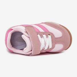 Scarpe sportive per bambini con sneaker con velcro rosa 2