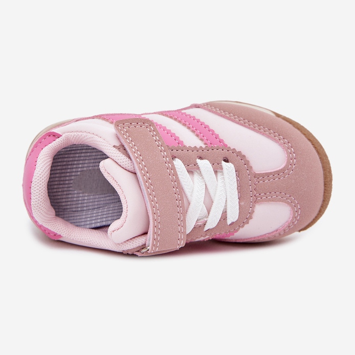 Scarpe sportive per bambini con sneaker con velcro rosa 2