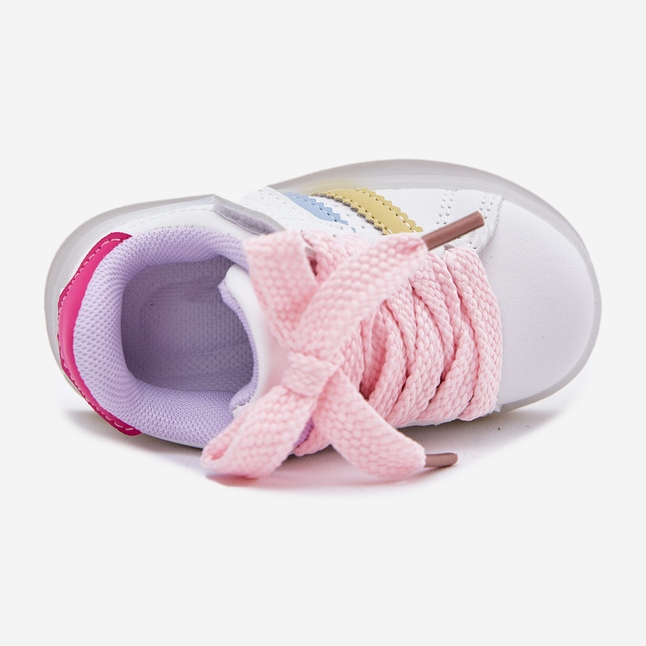 Scarpe sportive per le sneaker per bambini con una suola luminosa per la rosa bianca bianco 2