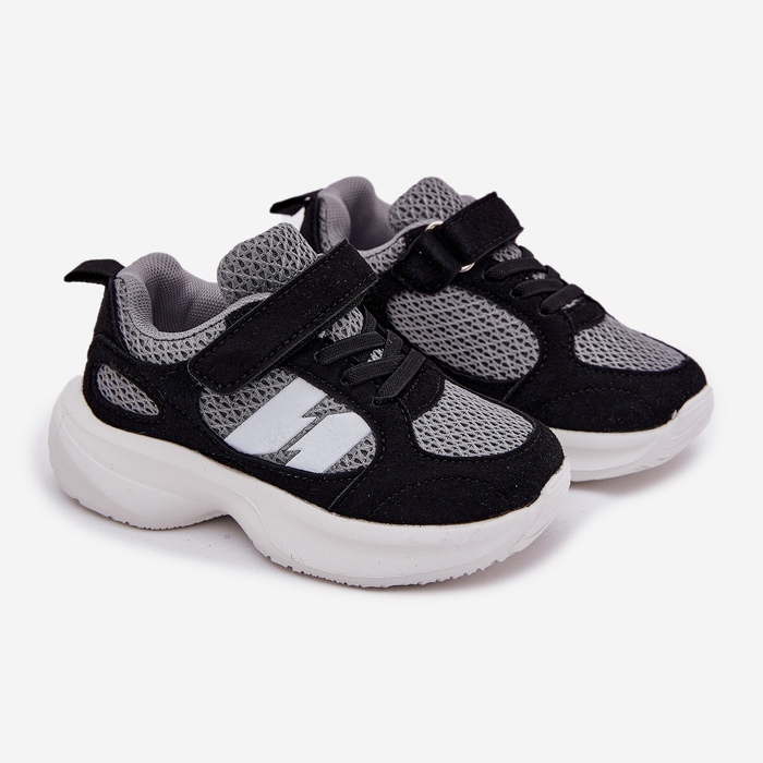 Scarpe sportive per bambini a grigio nero 1