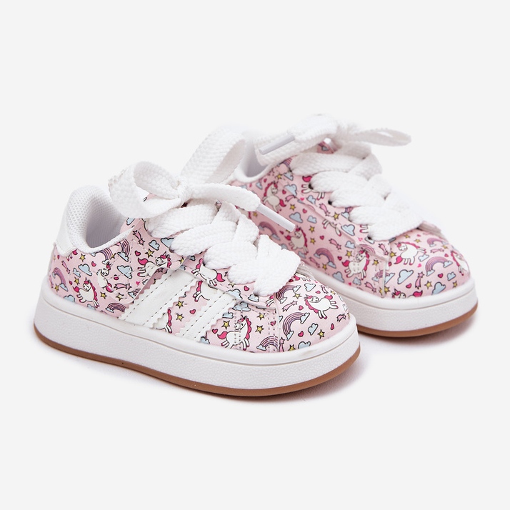Scarpe sportive per ragazze con un motivo unicorno rosa 1
