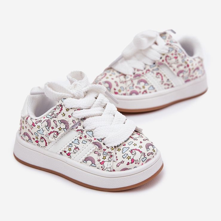 Scarpe sportive per ragazze con un motivo unicorno bianco 2