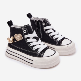 Sneaker per bambini alti con una decorazione dorata nera nero 1