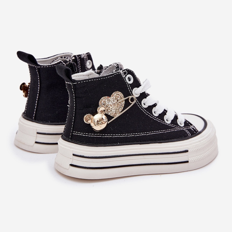 Sneaker per bambini alti con una decorazione dorata nera nero 2