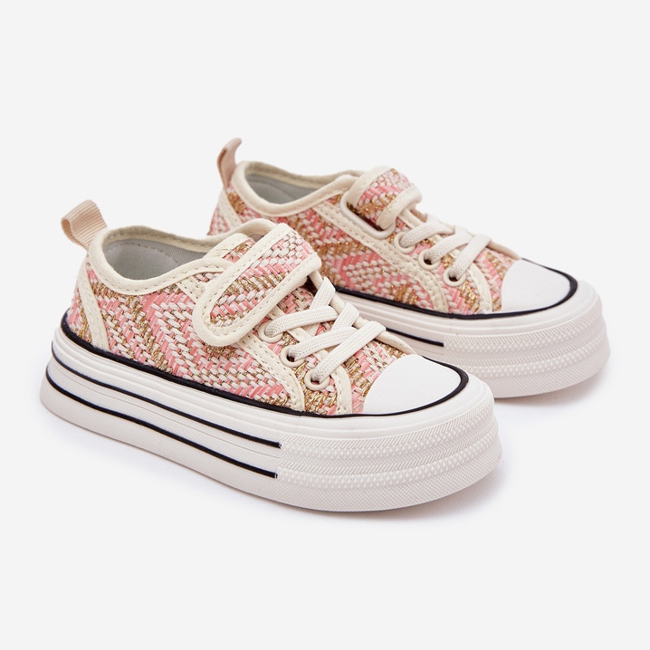 Sneaker in velcro rosa delle ragazze 1