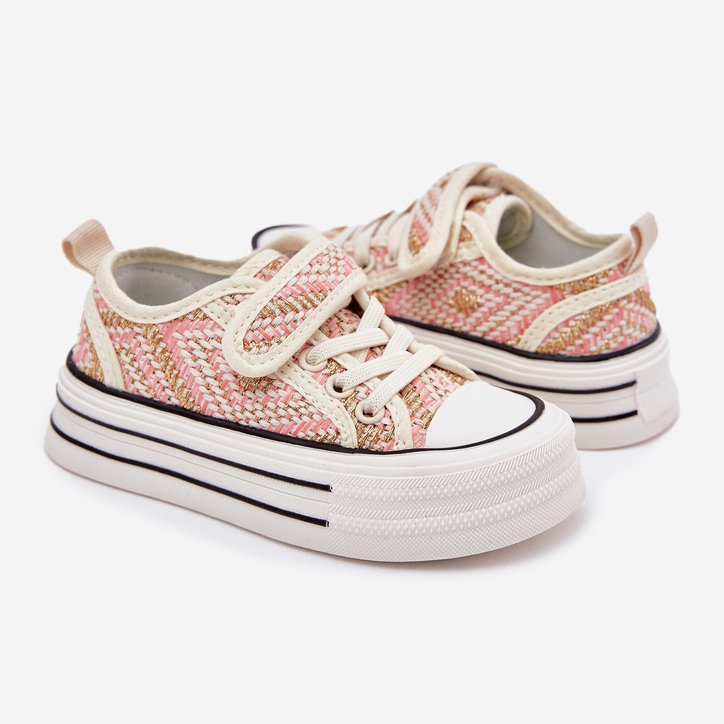 Sneaker in velcro rosa delle ragazze 2