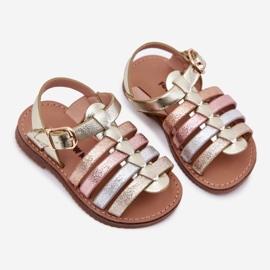 Sandali per bambini delle ragazze con eco in pelle d'oro 1