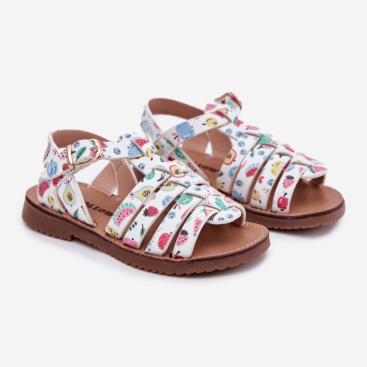 Sandali per bambini con eco in pelle in frutta multicolore bianca 1