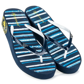 Mckeylor Infradito con zeppa a righe blu 1