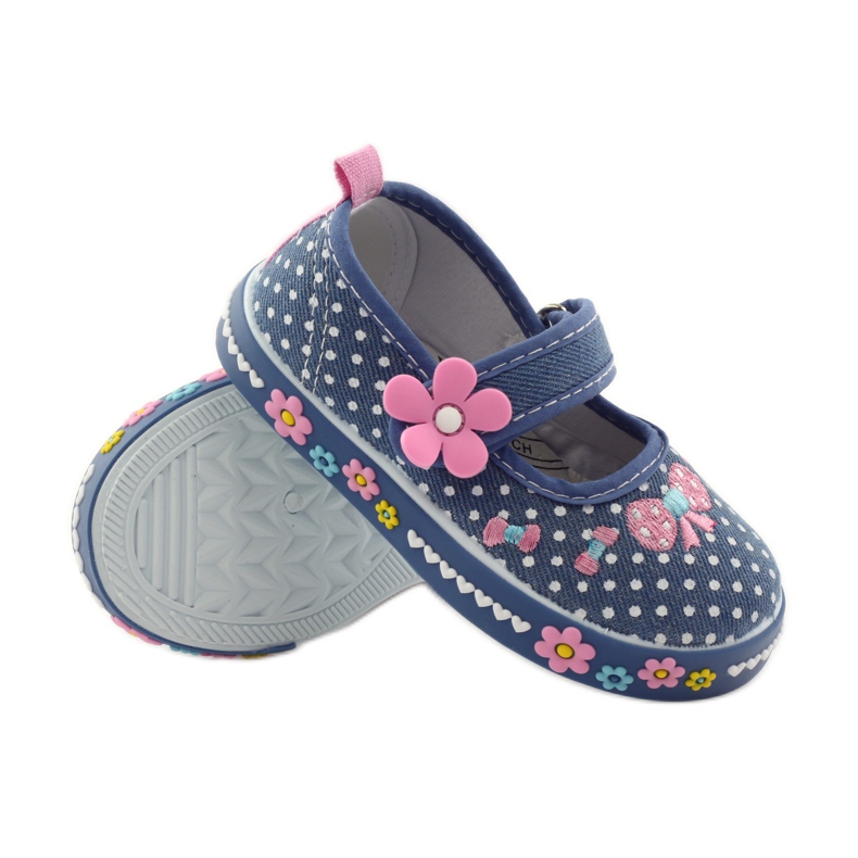 American Club Sneakers con sottopiede in pelle americana a pois rosa blu bianco 3