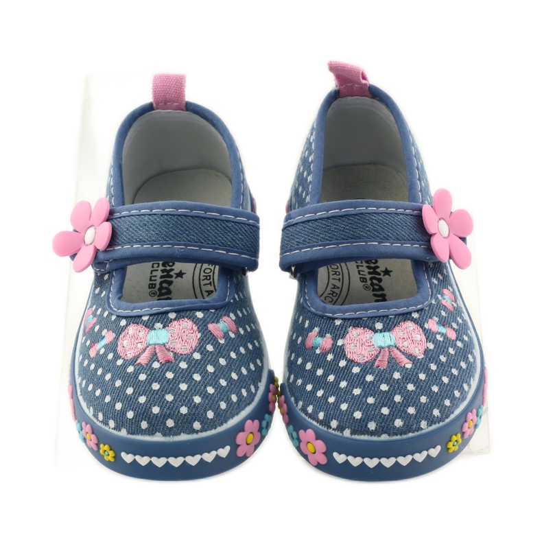 American Club Sneakers con sottopiede in pelle americana a pois rosa blu bianco 4