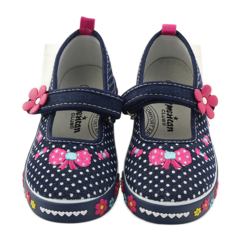 American Club Sneakers con sottopiede in pelle americana a pois blu navy rosa bianco 4