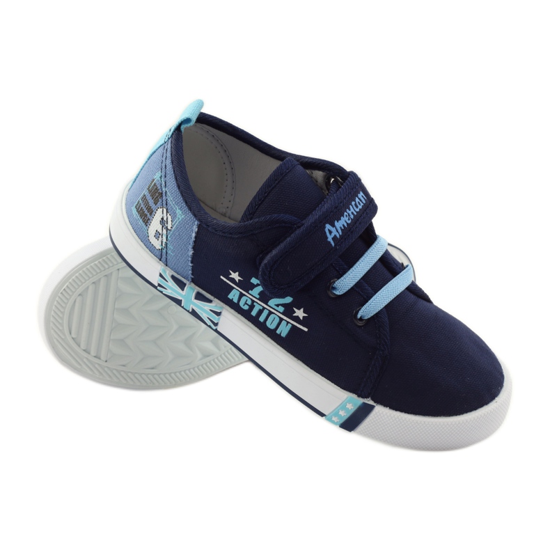 American Club Sneakers sneakers americane sottopiede in pelle blu navy blu 3