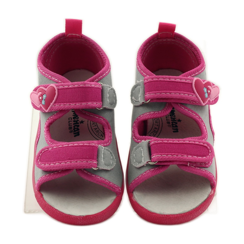 American Club Sandali con soletta in pelle americana rosa grigio 4