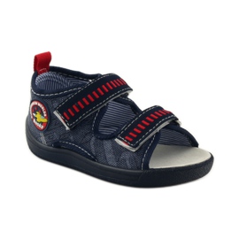 American Club Sandali con soletta in pelle americana blu navy rosso 1