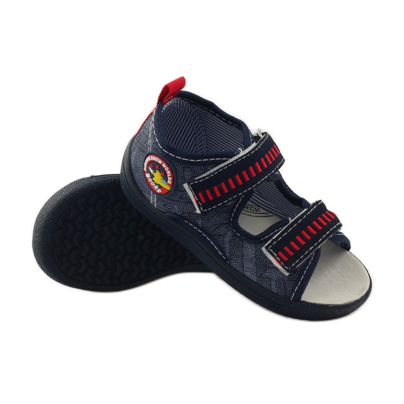 American Club Sandali con soletta in pelle americana blu navy rosso 3