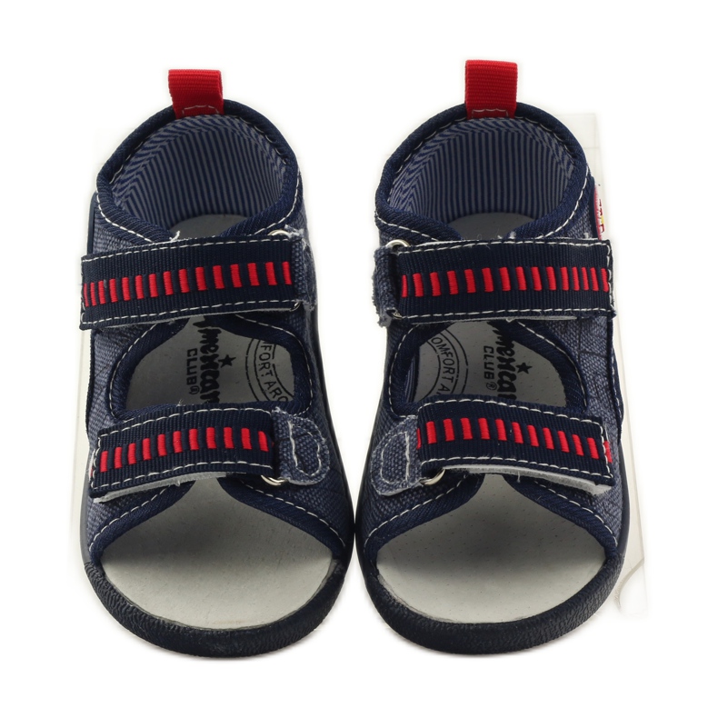 American Club Sandali con soletta in pelle americana blu navy rosso 4