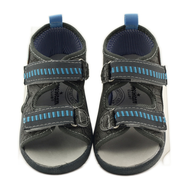 American Club Sandali con soletta in pelle americana grigio blu 4