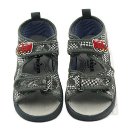 American Club Sandali con soletta in pelle americana grigio bianco 4