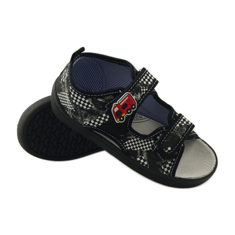 American Club Sandali con soletta in pelle americana bianco nero 3