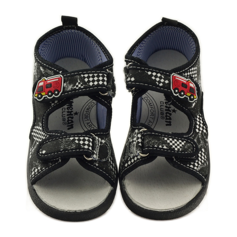 American Club Sandali con soletta in pelle americana bianco nero 4