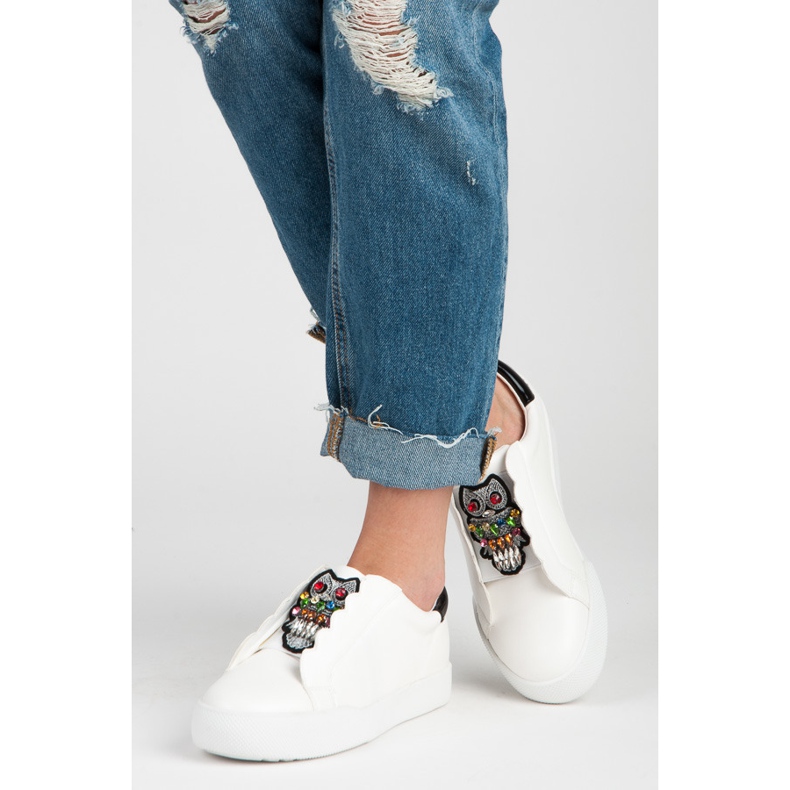 Vices Sneakers slip-on con gufi bianca 2