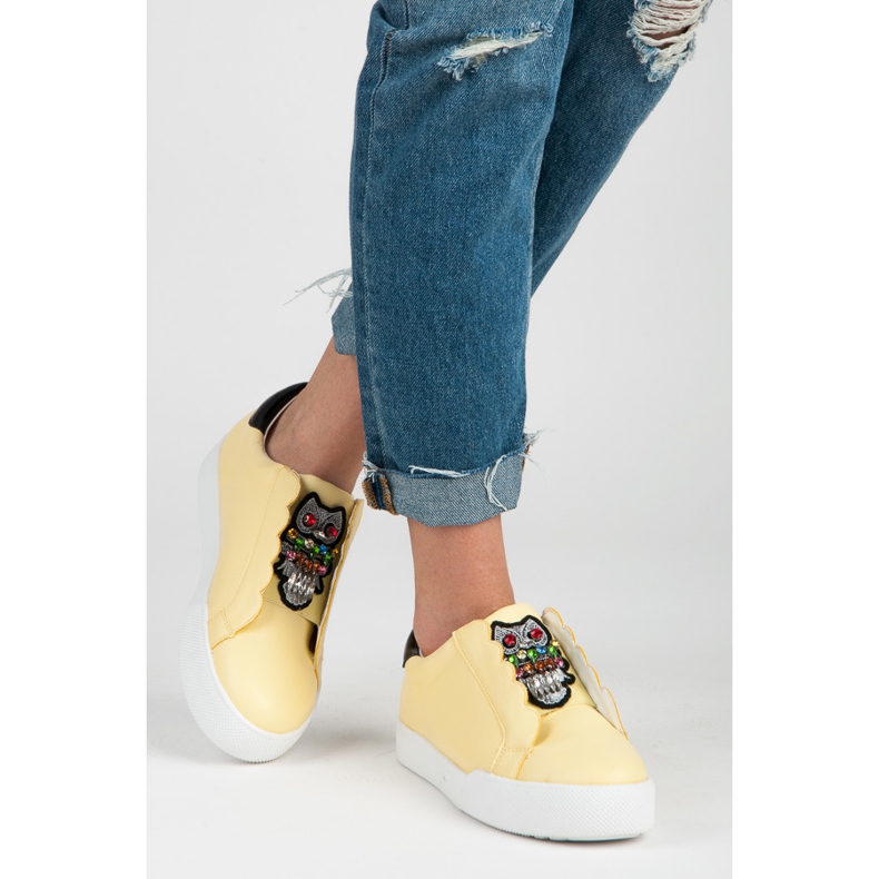 Vices Sneakers slip-on con gufi giallo 2