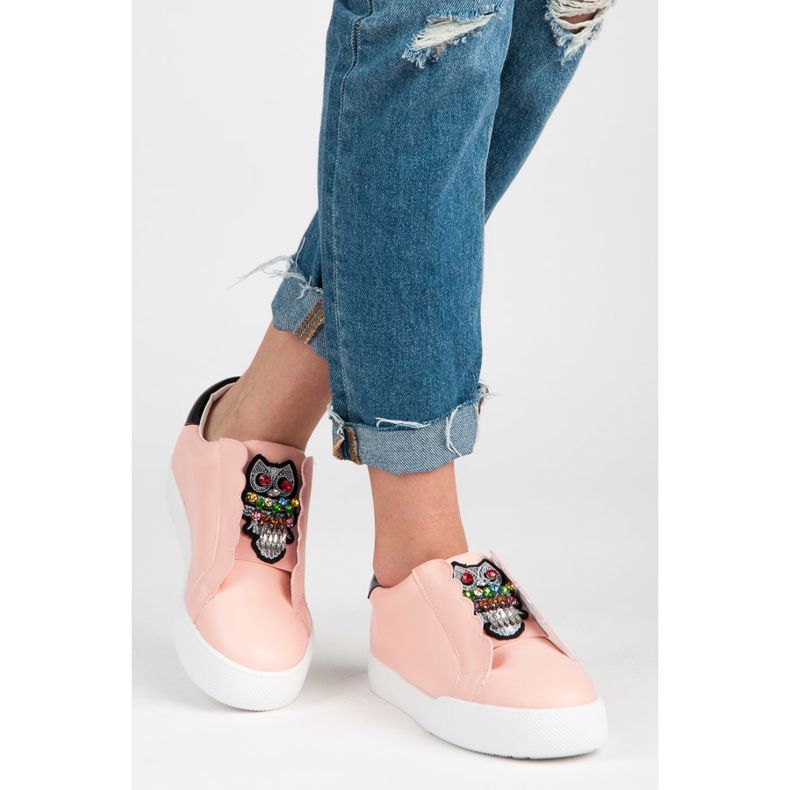 Vices Sneakers slip-on con gufi rosa 2