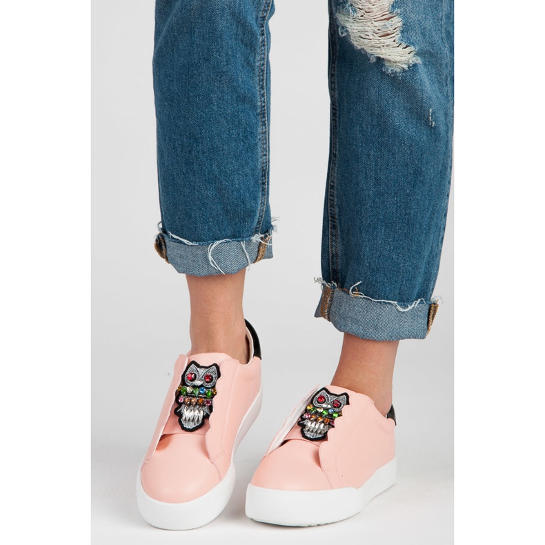 Vices Sneakers slip-on con gufi rosa 1