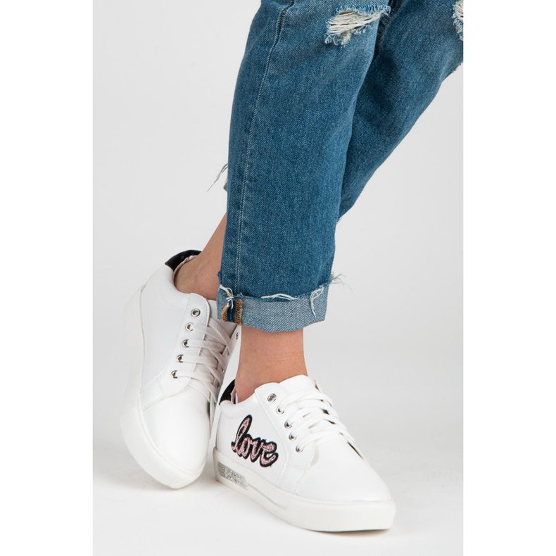 Vices Sneakers con lacci Love bianco rosa 2
