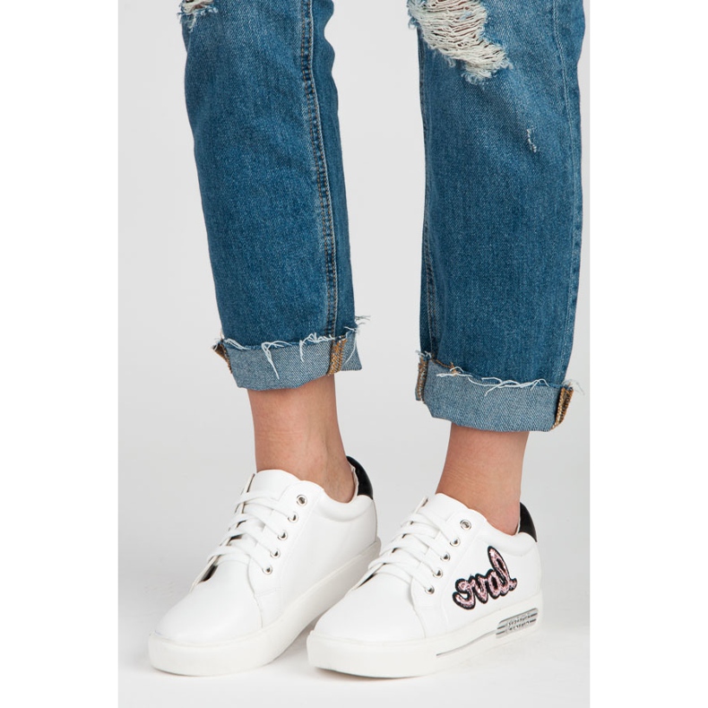 Vices Sneakers con lacci Love bianco rosa 1