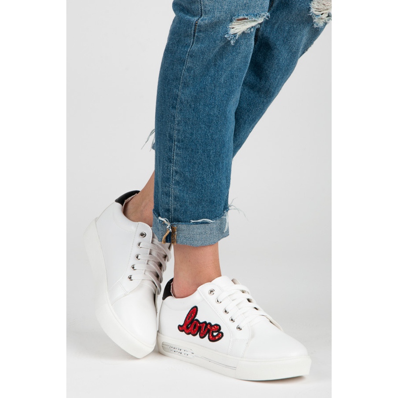 Vices Sneakers con lacci Love bianca rosso 2