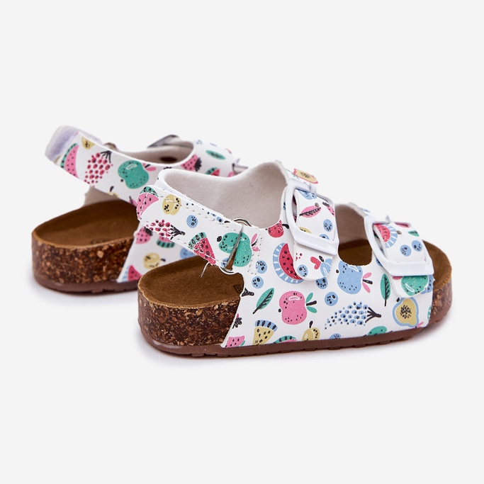 Sandali per bambini su una suola di sughero con morsetti bianca 2