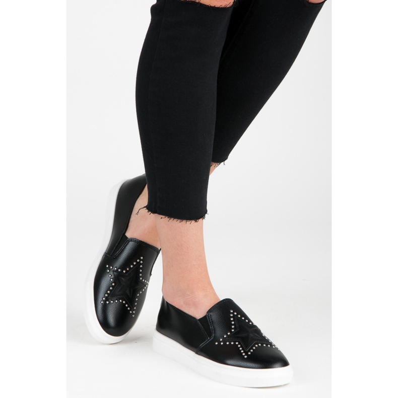 Slipons neri con una stella nero 1