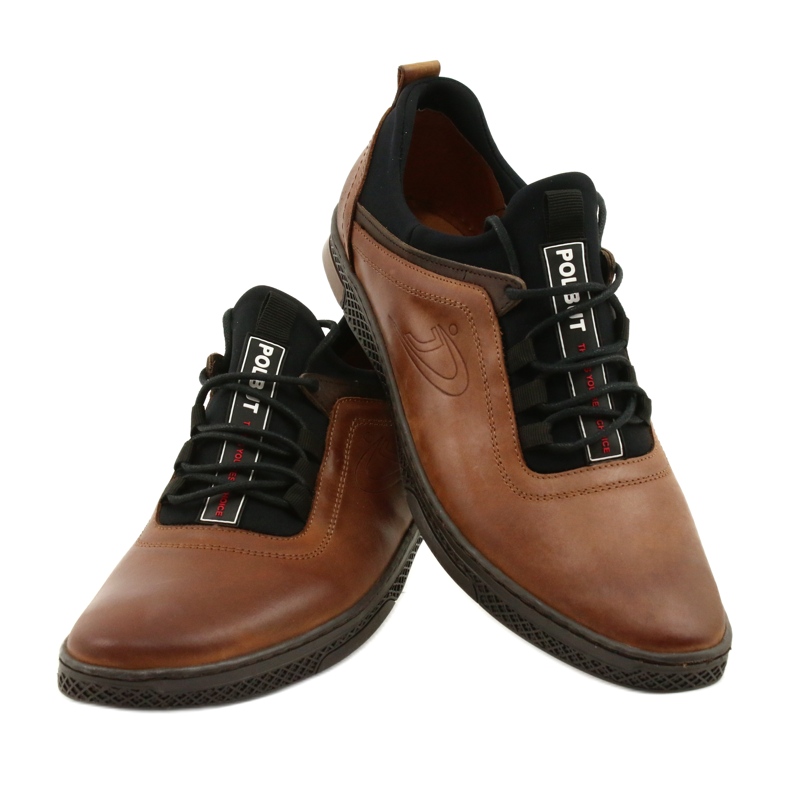 Polbut Scarpe da uomo in pelle casual k24 cammello marrone 6