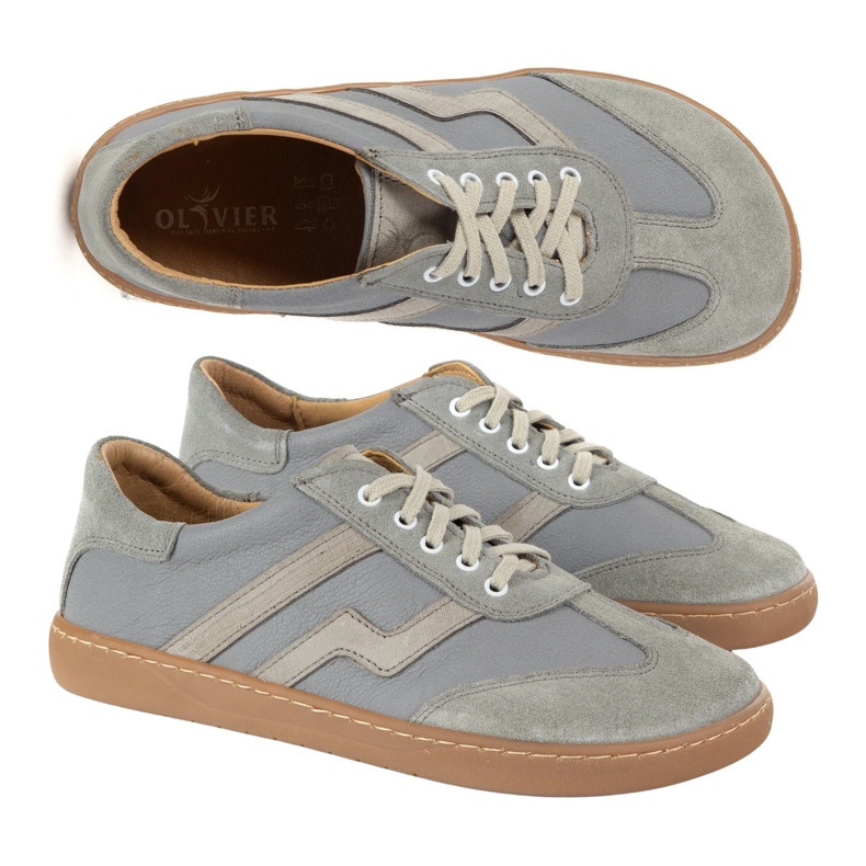 Scarpe in pelle da donna a piedi nudi Olivier Eliza Grey grigio 1