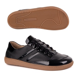 Sneaker Kaia Olivier femminile a piedi nudi - scarpe di pelle anatomica floter nera con vernice nero 2