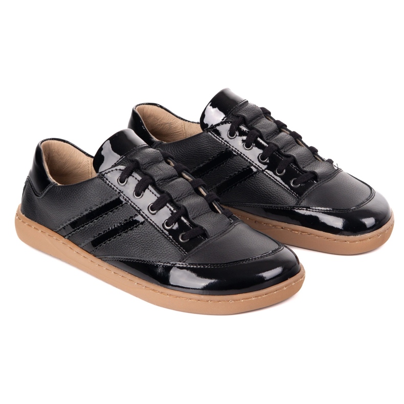 Sneaker Kaia Olivier femminile a piedi nudi - scarpe di pelle anatomica floter nera con vernice nero 1