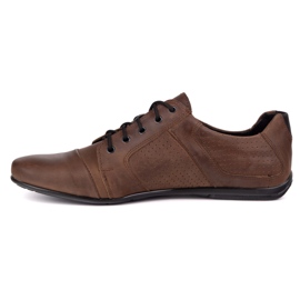 Scarpe da uomo in pelle polbut c34p casual marrone perforato 1