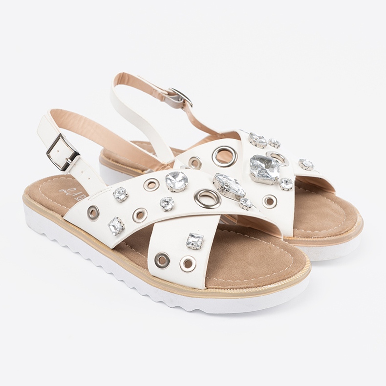 Shelvt Sandali bianchi con borchie decorative bianco 1
