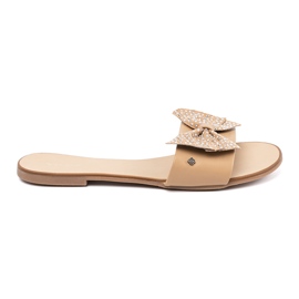 Shelvt BEIGE Flip Flops con un arco nei strass 1