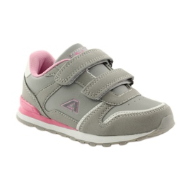 American Club Intarsio in pelle americana con velcro sportivo rosa grigio bianco 1